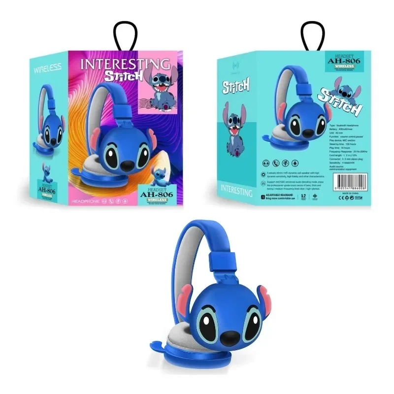 Disney Stitch Bluetooth Headset Anime Figure  Minnie  Mickey Mouse Earphone Cartoon Stereo Foldable Earphone Gifts