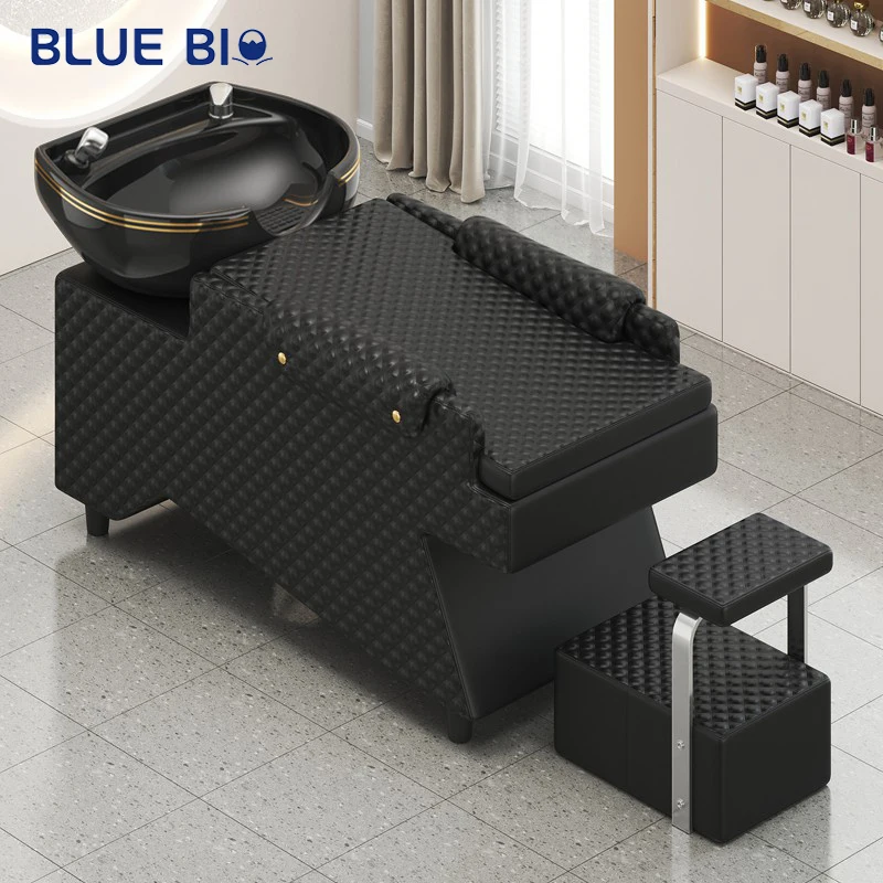 

Beauty Hairdressing Barber Shop Washing Basin Hair Salon Shampoo Chair Black Head Spa Massage Shampoo Bed