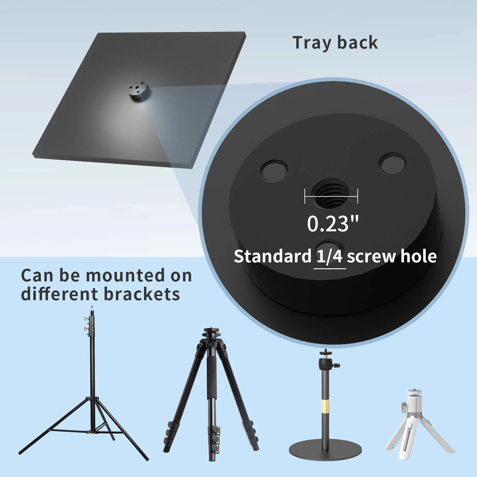 Universal Projector Tray for Tripod Stand Metal Platform Holder with 1/4 Inch Screw Adapter
