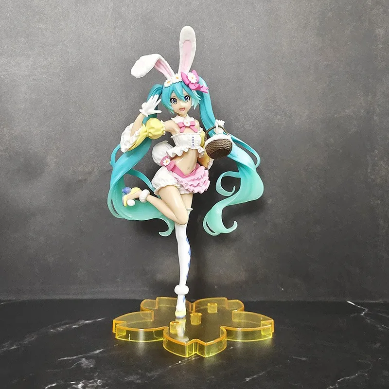 

23CM Hatsune Miku Anime Figure Kawaii Pvc Model Doll Action Figurals Rabbit ears Collect ornaments Christmas Toys gifts