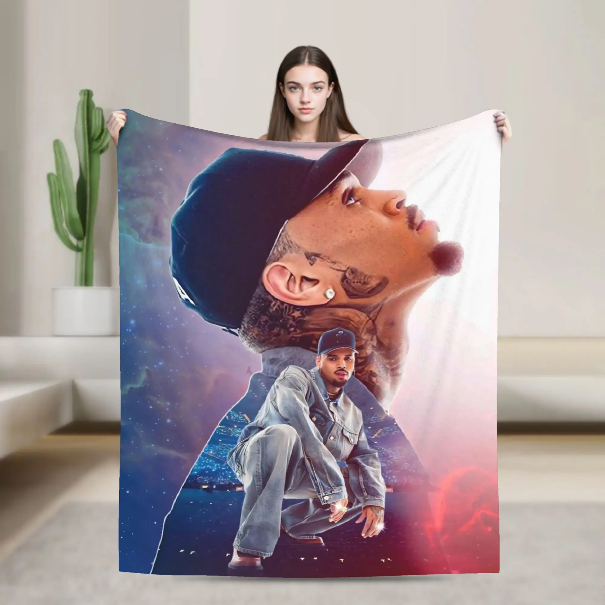Chris Brown Breezy Bowl XX Tour Super Warm Blanket Children Plush Throw Blanket Fluffy Home Decor Flannel Bedspread Bed Cover