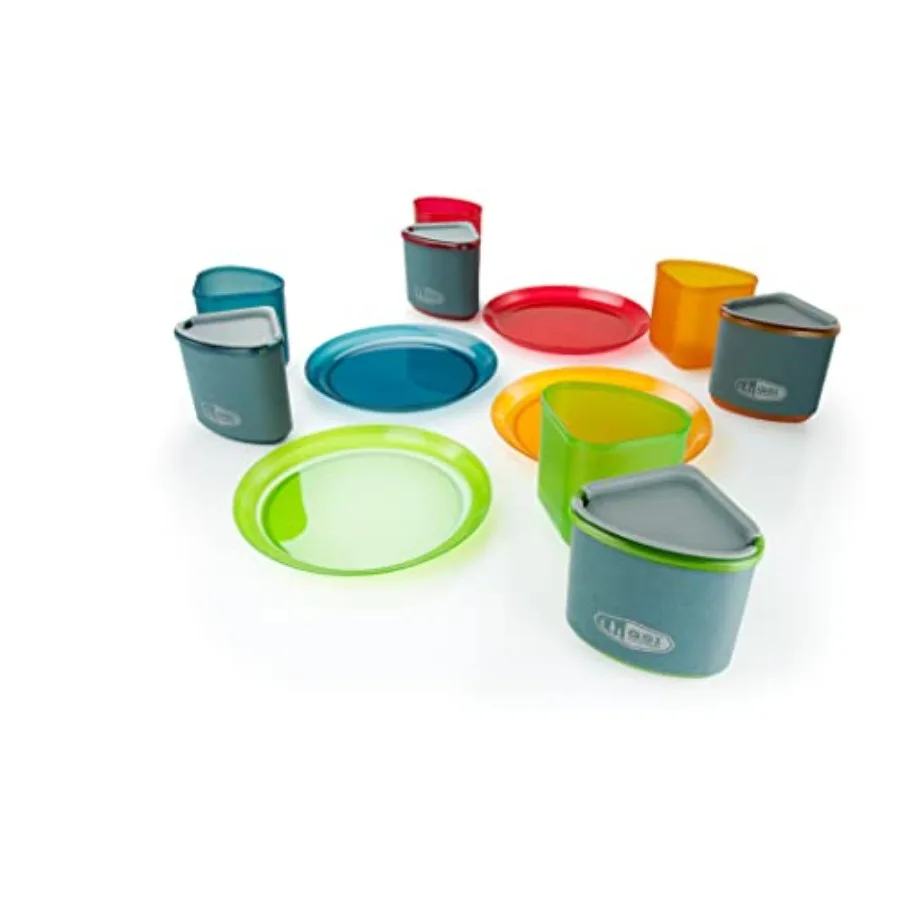 Infinity 4 Person Compact Nesting Tableset for Ultra-Light and Compact with Cup Bowls and Plates for Camping RV or BBQ