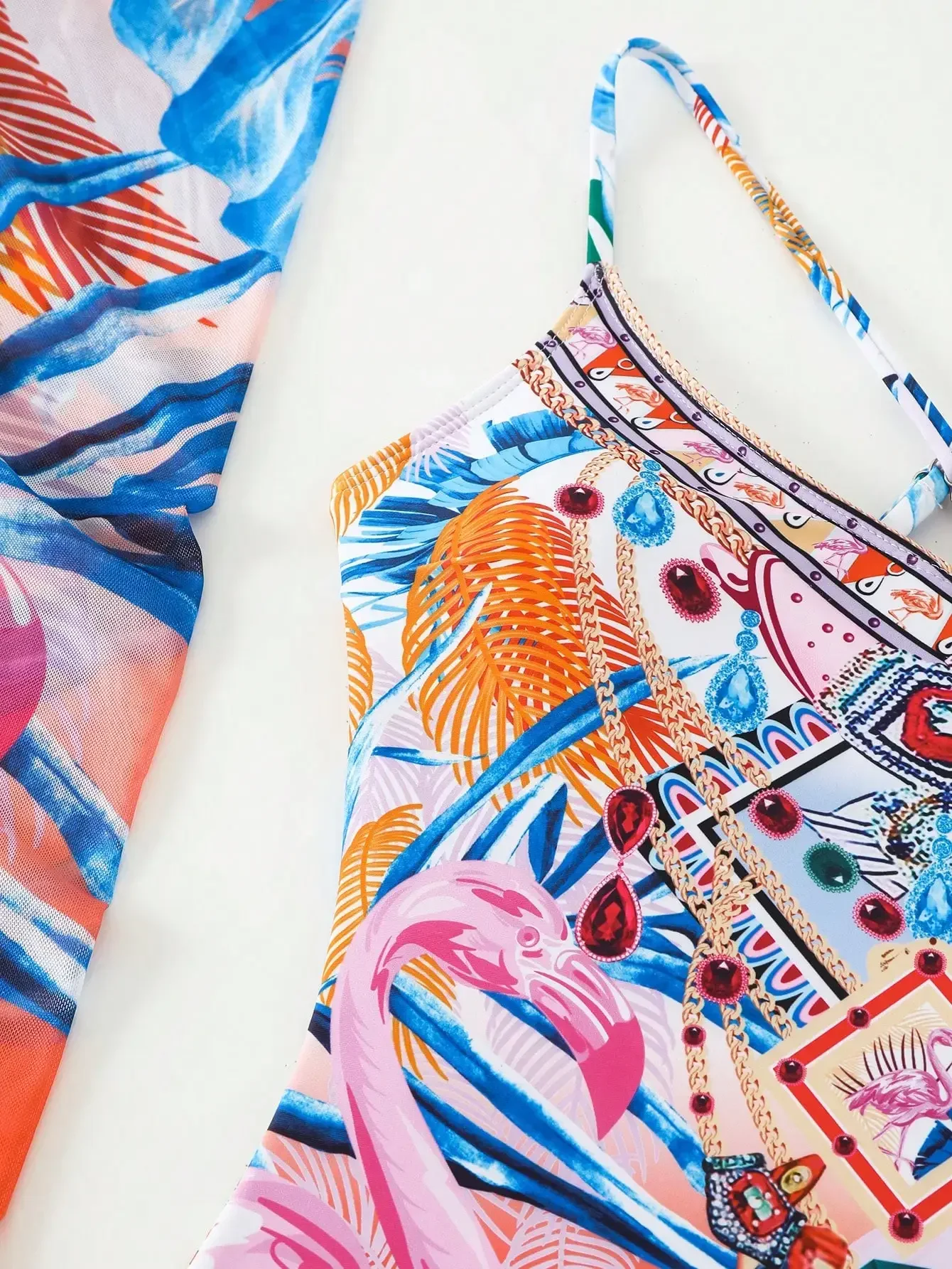 新しいポジショニングプリントワンピース水着糸スカートツーピースセット水着