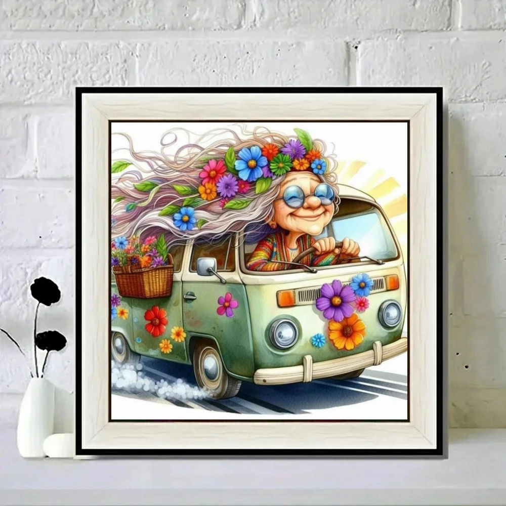 الكرتون فتاة حافلة 5D DIY الماس اللوحة فسيفساء عبر غرزة التطريز الراين ديكور المنزل هدية للأطفال #3