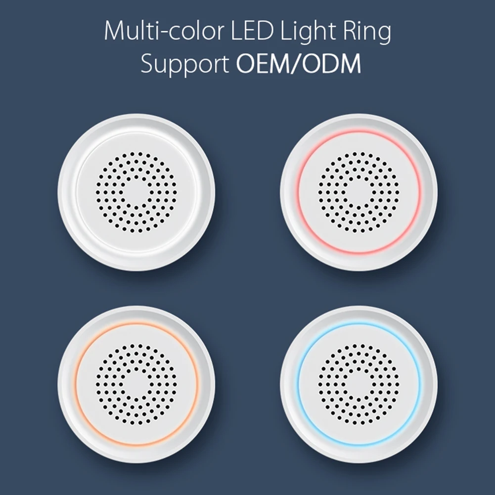 USB Humidity Sensor Alarm 2.4Ghz WiFi Sound Light Alarm Tuyasmart App Remote Control Button Battery Powered Home Security Device