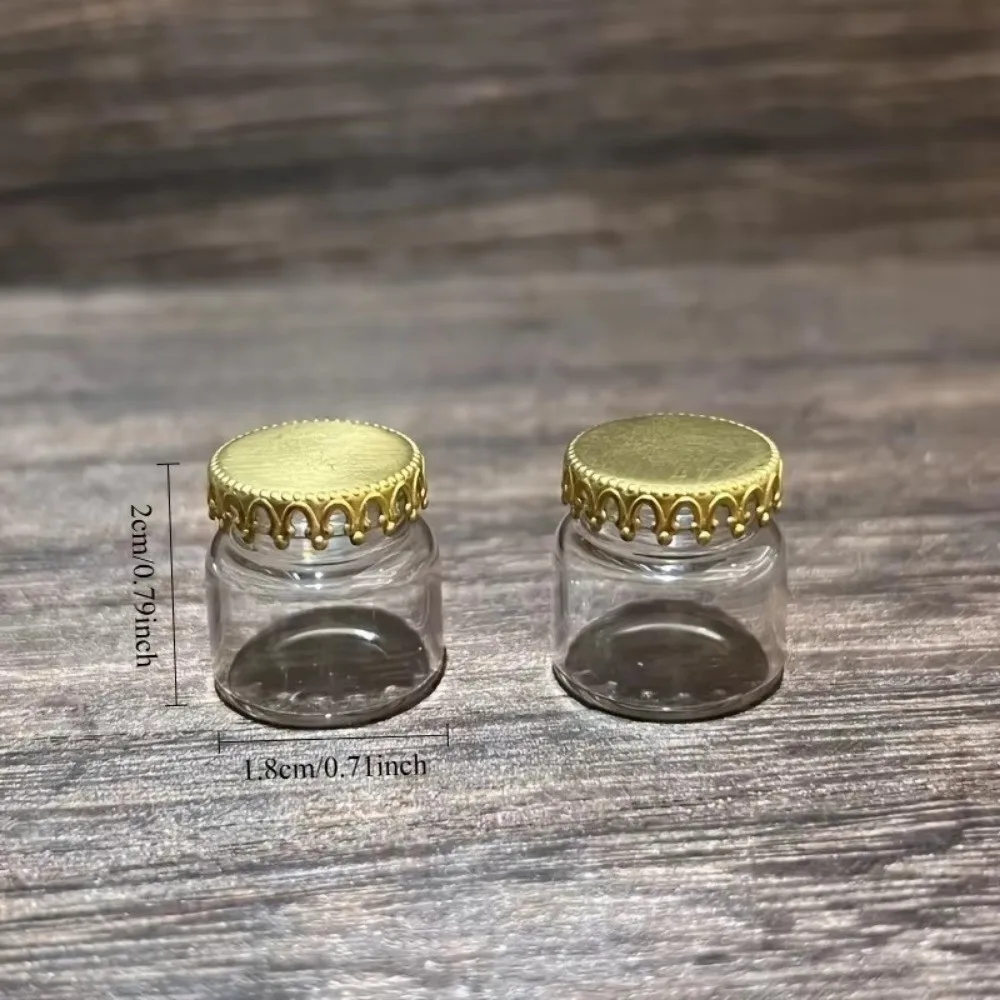 10 pezzi carino mini bottiglia di vetro fai da te con tappi dorati barattolo di vetro modello da cucina figurine in miniatura forniture artigianali