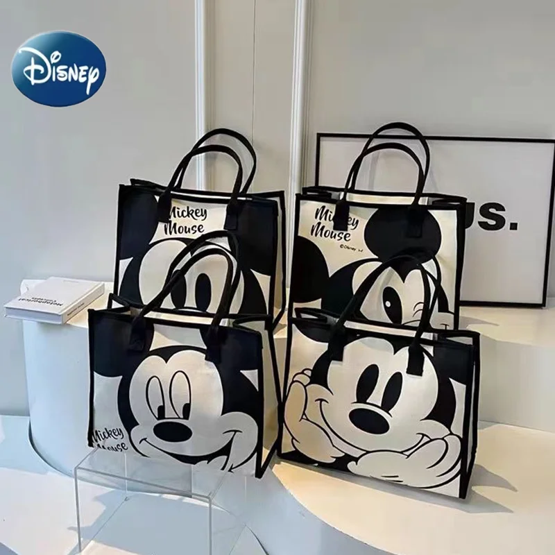 Disney Mickey Women's Large Capacity Shoulder Bag Korean Version Tote Handbag Fashionable Canvas Bag Daily Commuting
