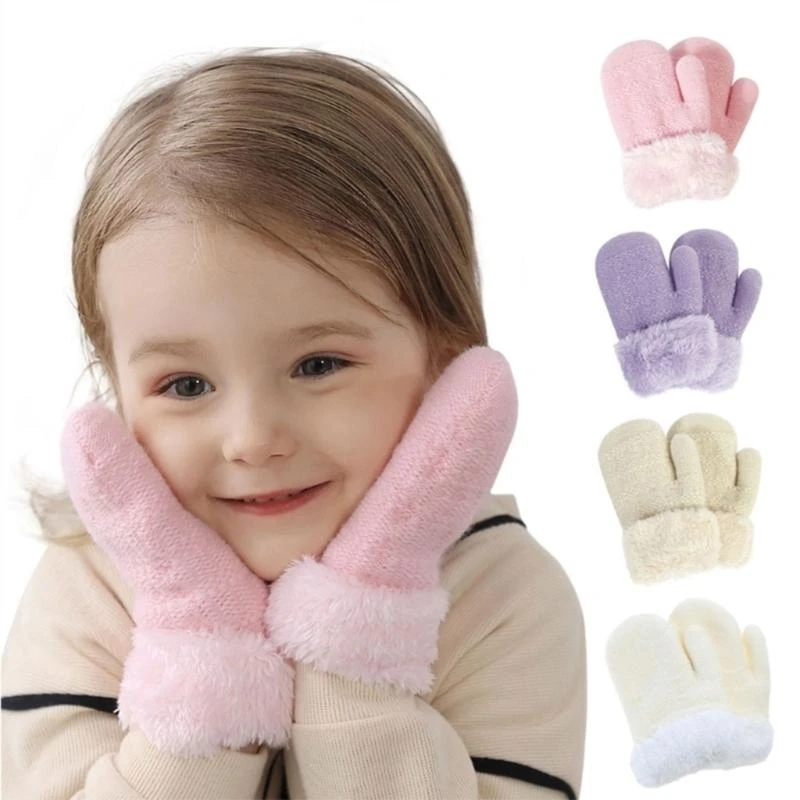 

M76C Mitten Gloves Toddler Gloves Winter Wear Knitted Woolen Glove Girl Clothing Accs