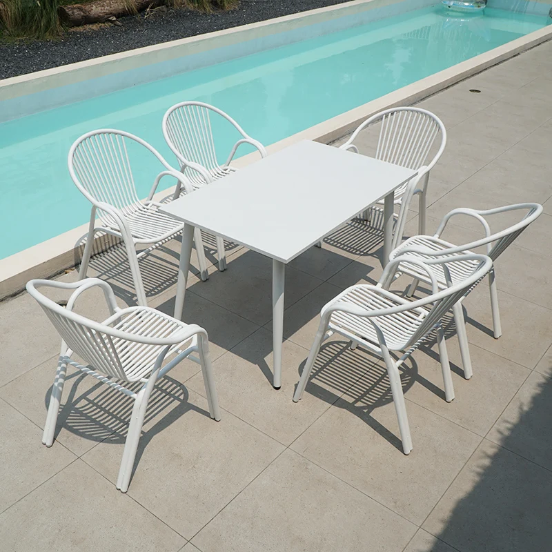 Concise & Keyword-Rich: White Outdoor Patio Furniture Set with Umbrella - Cafe Bistro Garden Table & Chairs Patio Furniture Set