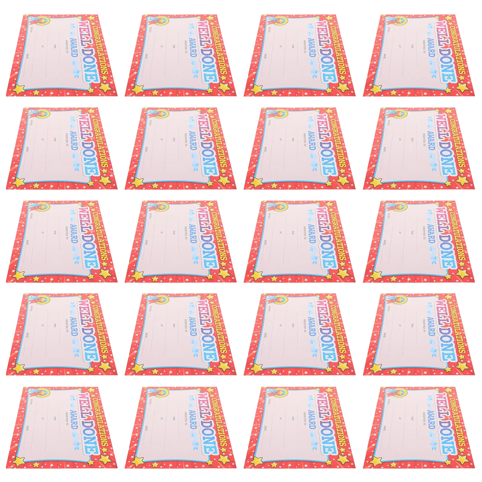 

20pcs Lovely Cartoon Motivational Reward Certificates Award Paper for Students Kindergarten Teaching Aids Thick Certificate