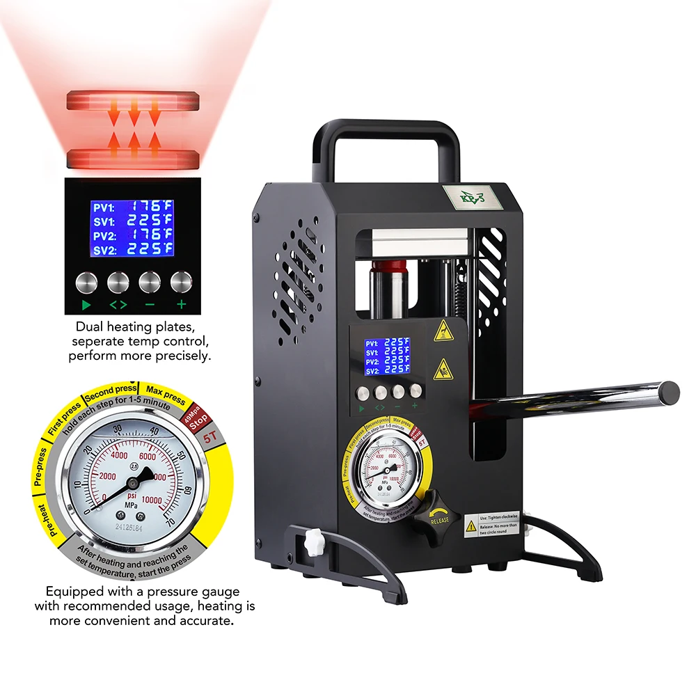5T Rosin Press with Pressure Gauge Rosin Press Hot Press Embossing Machine