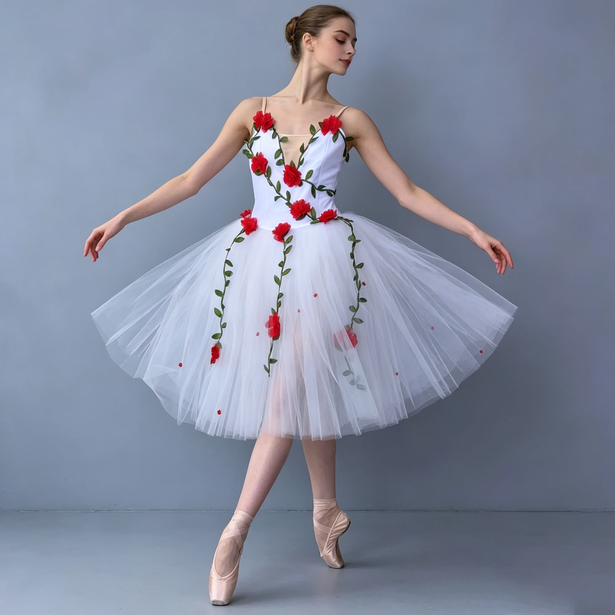 Professional Romantic Tutu Ballet Dress Flower Splice Gauze Patchwork Slip Ballerina Party Dress Children Ballet Dance Costumes