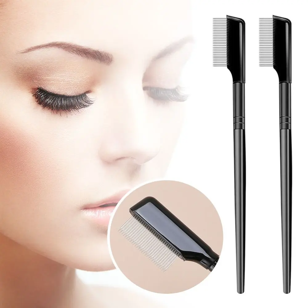 Metal Eyelash Comb Eye Makeup Brush Curler, Makeup Brush Eyelashes Separator Eyelash Comb with Cover Brow Comb Eyelash Brush