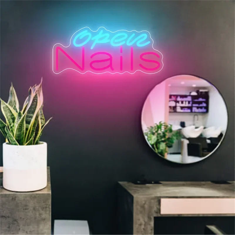 Nails LED Sinal de Neon, Open USB Powered, Wall Decor, Nail Salon, Beauty Shops, Loja, Luz Bem-vindo, Nail Shop Negócios