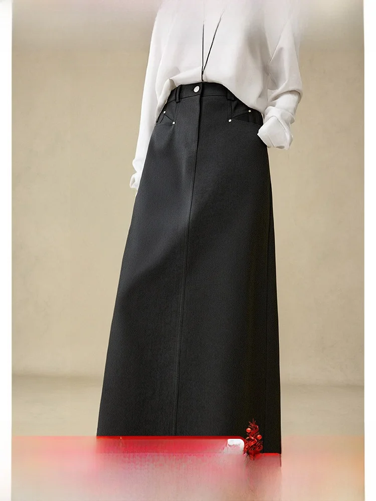 

Женская юбка миди А-силуэта с высокой талией, однотонная, весна-осень, новая, повседневная, свободного кроя, для офиса и на каждый день