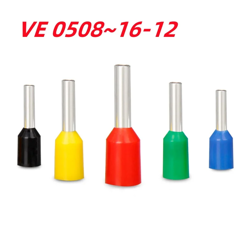 VE0508~VE16-12 VE Tubular Crimp Terminals Tube Type Quick Wiring Cable Wire Connector Insulated Wires Pin Terminal