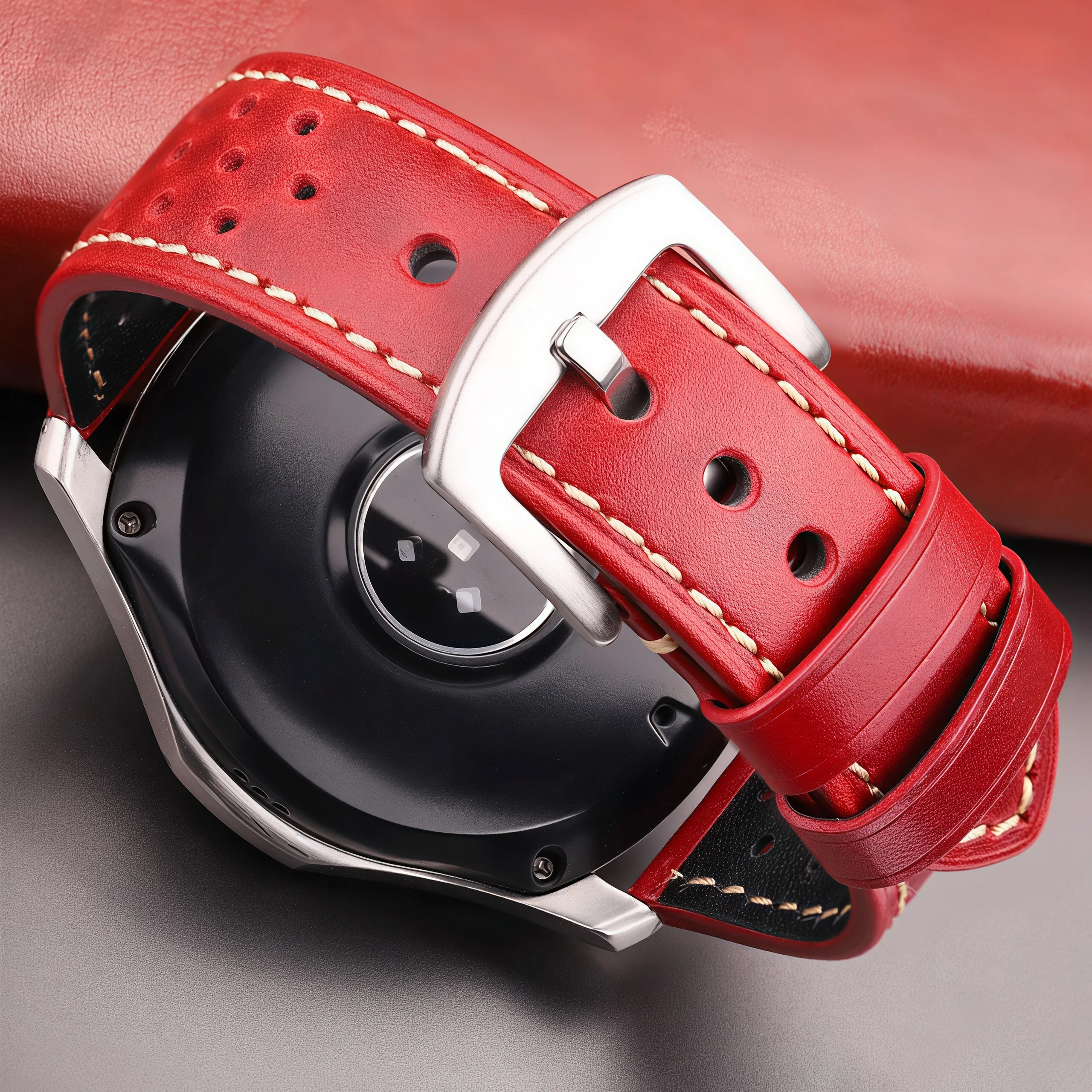 

Breathable Cowhide Watch Strap 20mm 22mm 24mm Vintage Genuine Leather Watch Band for Samsung Galaxy Watch 6 5 Pro Classic S3