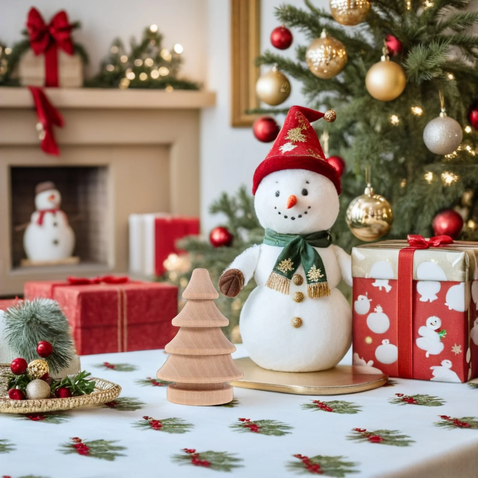 

3Pcs Rustic Unfinished Wood Christmas Tree Table Centerpiece DIY Crafts Farmhouse Holiday Fireplace Rustic Xmas Decorations