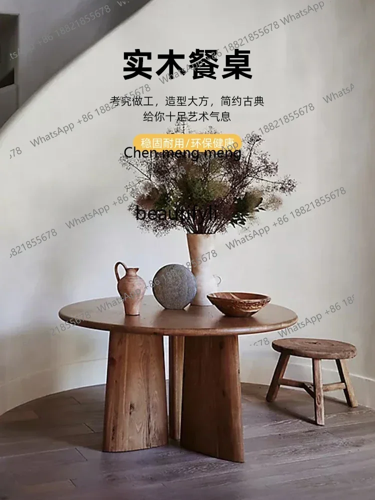 

ss7304 Solid Wood round Dining Table Modern Minimalist Log Nordic Ash Dining Table 1.1 M