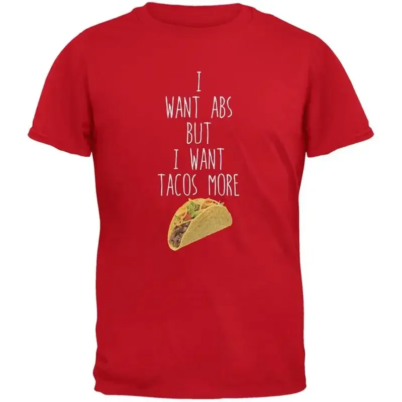 I Want Abs But Tacos More Red Adult T Shirt