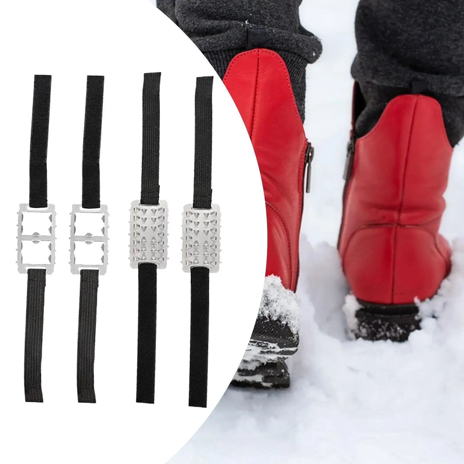 2 Pieces Ice Snow Grippers Ice Cleats Anti Slip Crampons for Shoes Snow Grips for Outdoor Activities Winter Mountaineering