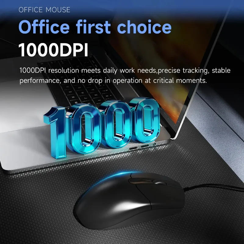 AJAZZ NJ01 Ratón con cable ergonómico 1000DPI Macro Gaming Mouse para PC Laptop Ratón silencioso Sonido suave Computadora de oficina tableta negro