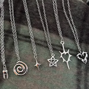 Y2K Memukul Api Jantung Gigi Liontin Kalung untuk Wanita Pria Pesona Kalung Grunge Punk Fashion Perhiasan 10 liontin ortodoks penjualan terbaik - №