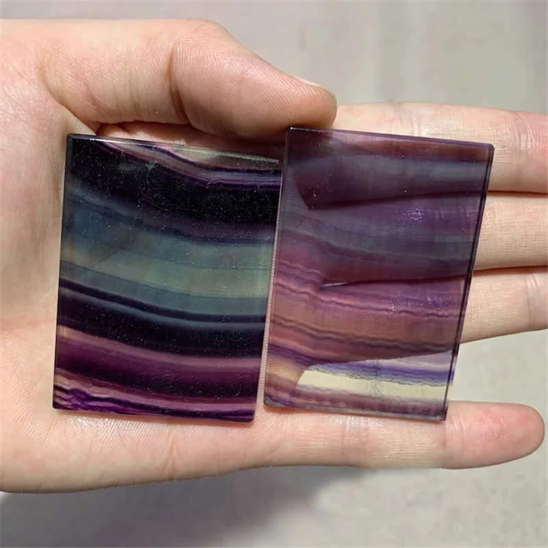 Natural Fluorite Rectangle Flat Back Cabochon/Pendants, Healing Crystal, Rainbow Fluorite/Fluorite Charm