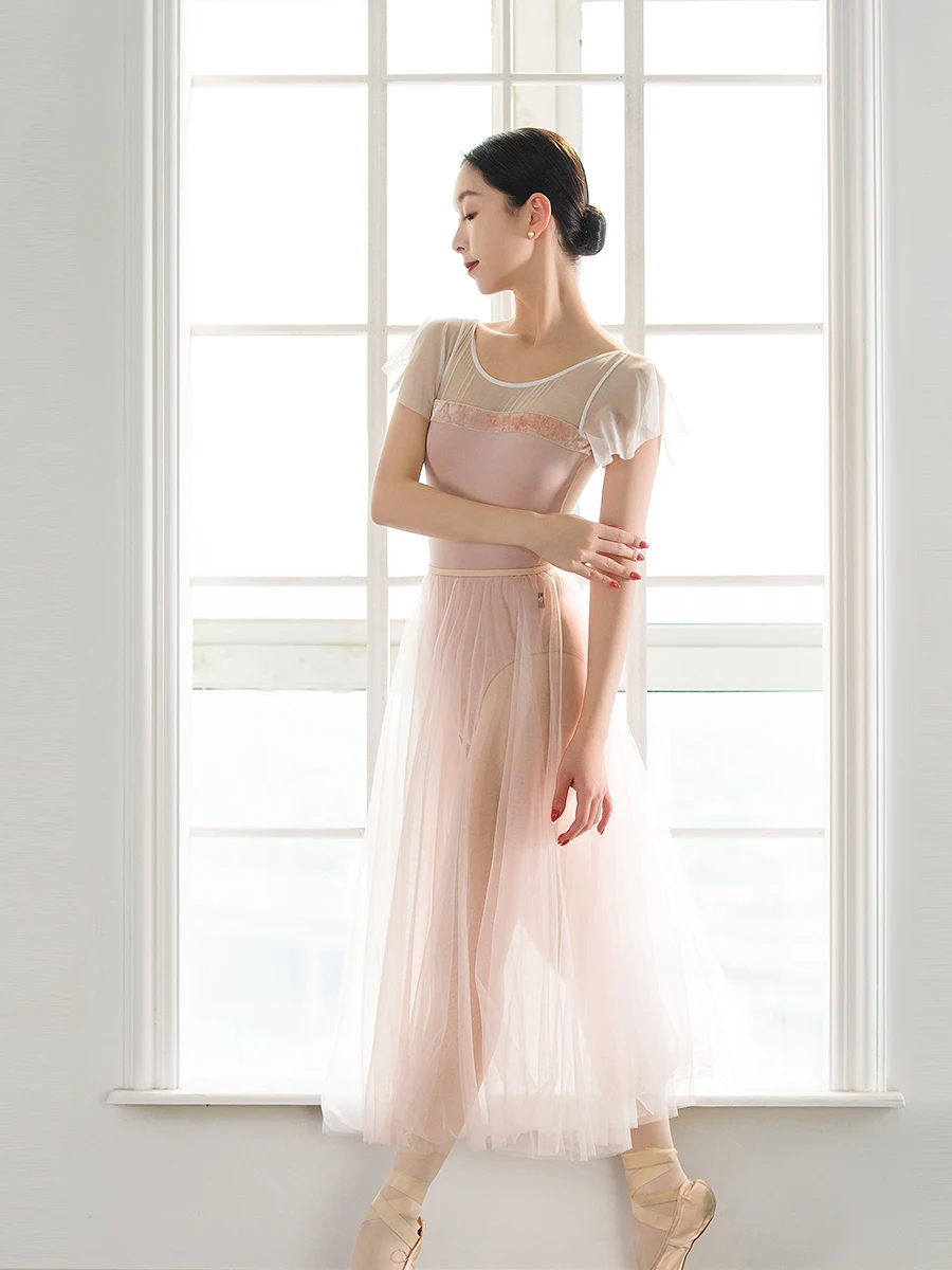 

New Lotus Leaf Sleeve Dance Gym Leotard Women Body One-piece Ballet Practice Girls Basic Training Leotards Adult
