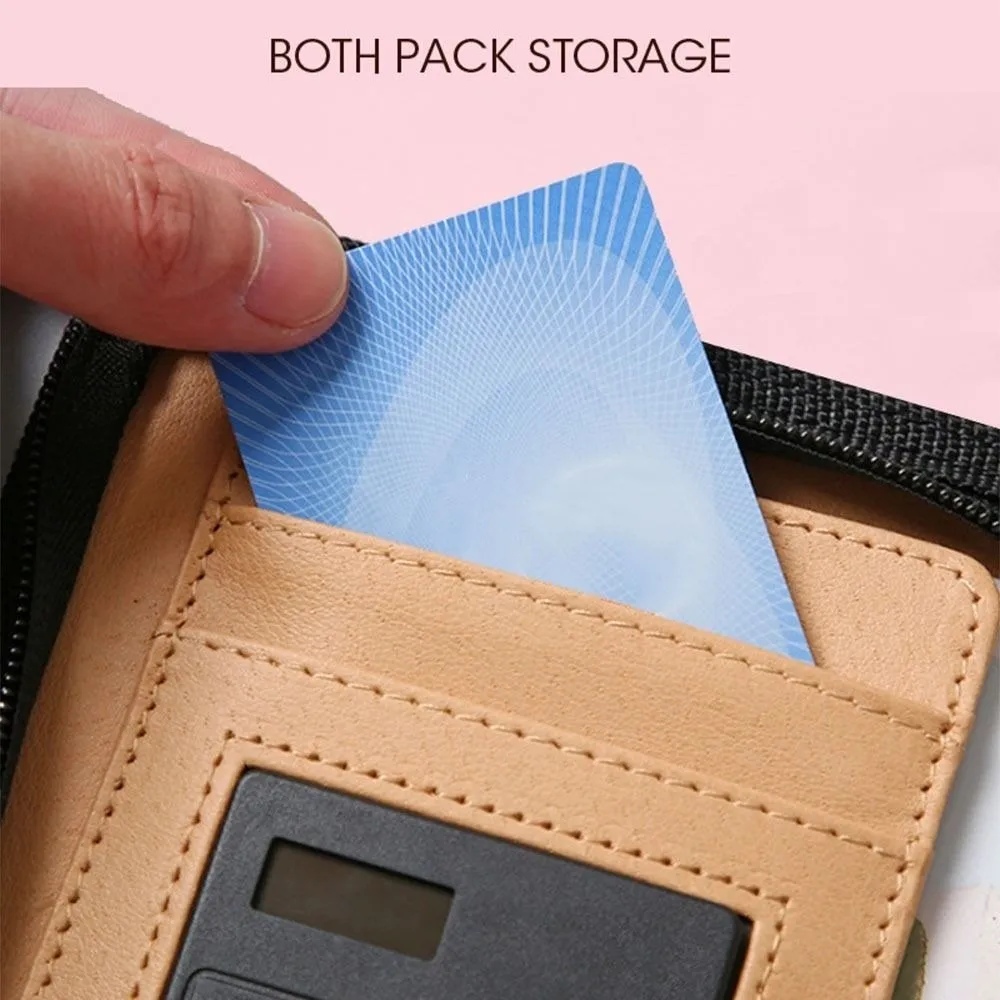 6-Ring File Folder PU Leather A6 Portfolio Binder Cover Card Holder Zippered Closure Loose Leaf Notebook Conference Use