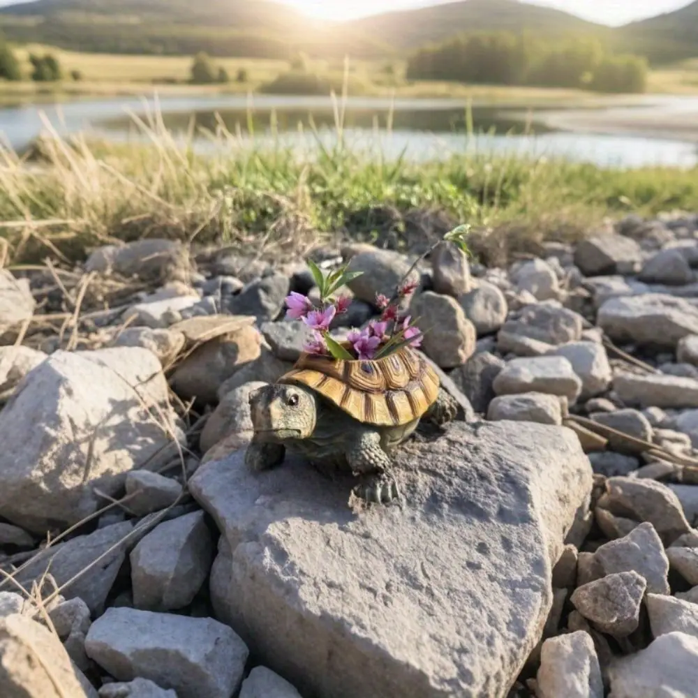 

Креативный мини-горшок для цветов в виде черепахи, имитация черепахи, цветочный горшок из смолы, мультяшный зверь-украшение, ваза для настольного декора