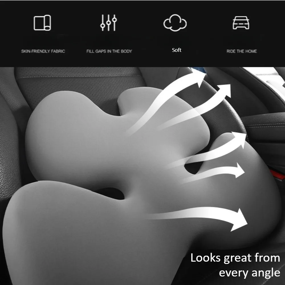 

1pc Car Lumbar Pillow Flower Shape Removable Breathable Waist Cushion Press Rebound Universal For Auto Office Home