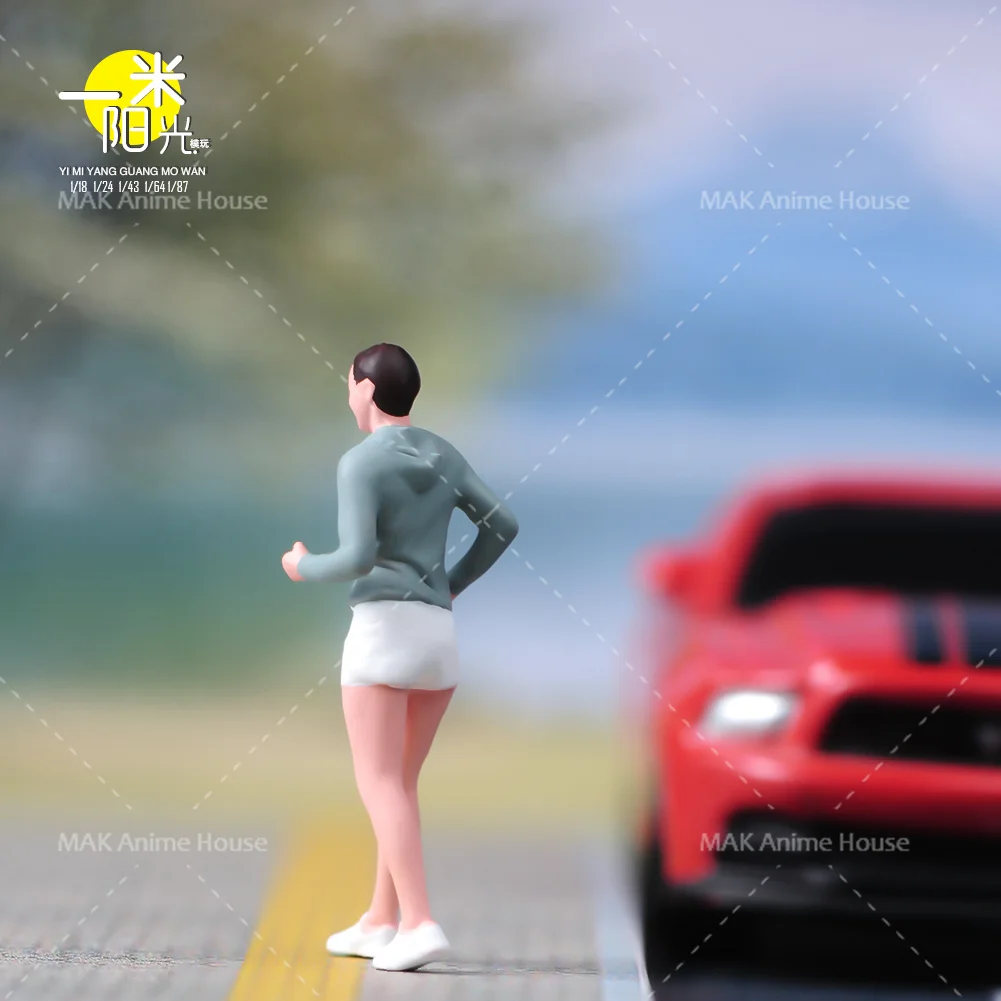 Miniaturas impressas 1/87 1/64 1/43 1/24 1/18 esportes de corrida para meninas ao ar livre figura boneca modelo cena decoração fotografia brinquedos
