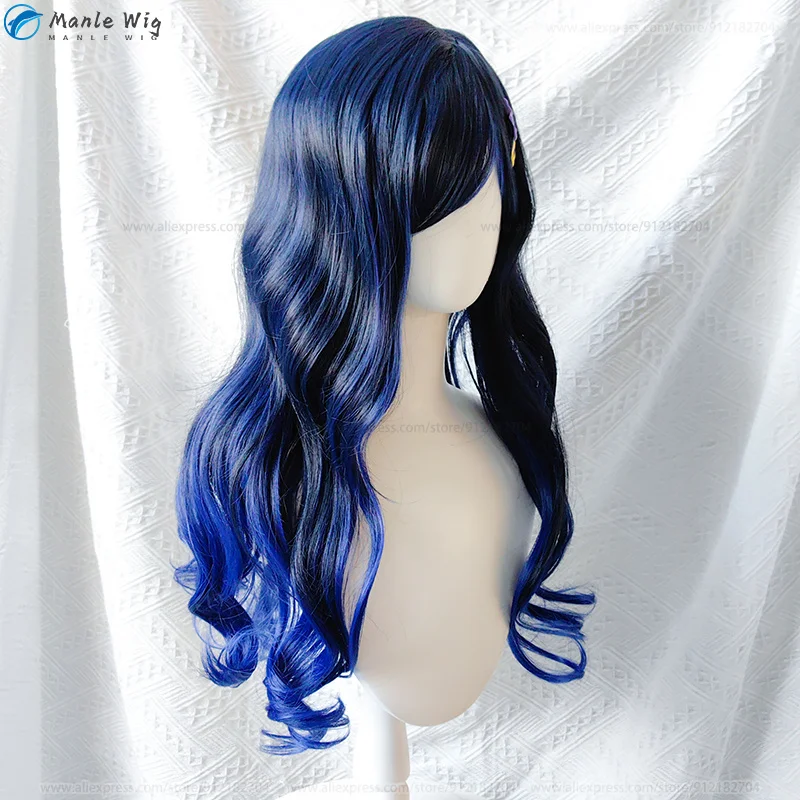 Dài 70Cm Shiraishi Một Cosplay Bộ Tóc Giả Dự Án Anime SEKAI Nhiều Màu Sắc Giai Đoạn! Xanh Dương Gradient Xoăn Tóc Da Đầu Chịu Nhiệt Phụ Nữ Tóc Giả