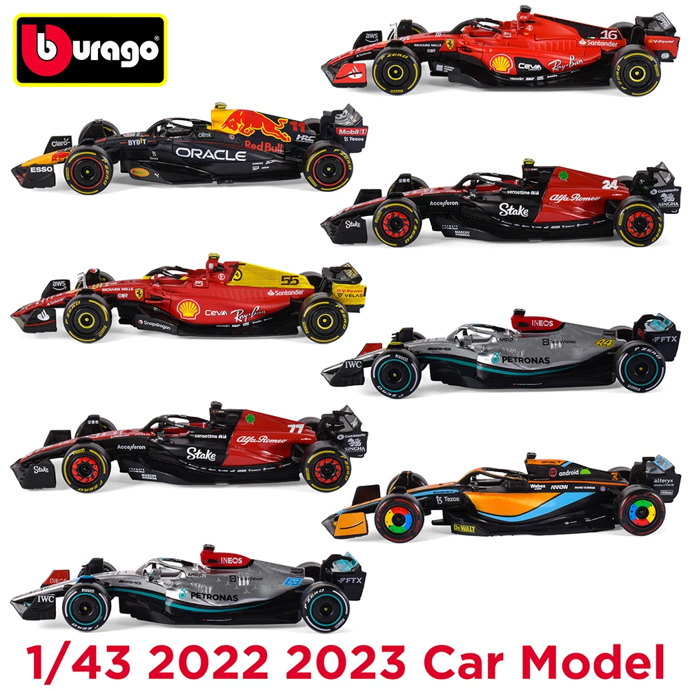 Bburago F1-75เฟอร์รารี1/43 2022 2023โมเดลรถยนต์รถของเล่นขนาดเล็ก LECLEC Sainz Redbull รถแข่ง Mercedes อัลฟ่าโรมิโอมาคลาเรน