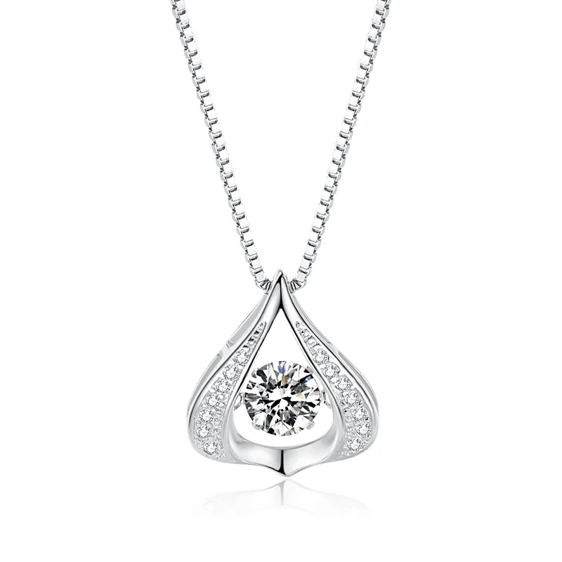 

S925 Sterling Silver Water Drop Beating Pendant Necklace for Women Gift