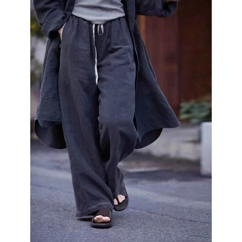 

Pant Women Wide Leg Long Pants Vintage Lace Up High Waist Straight Trousers Y2k Streetwear Elegant Splice Work Casual 2026