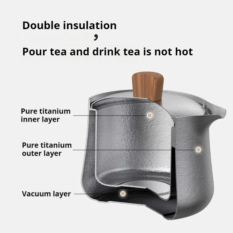 Naturehike Titanium Tea Set Suit Ultralight Outdoor Camping Travel Teapot Teacup Tableware Kettle Cup Picnic Double Layer Teapot