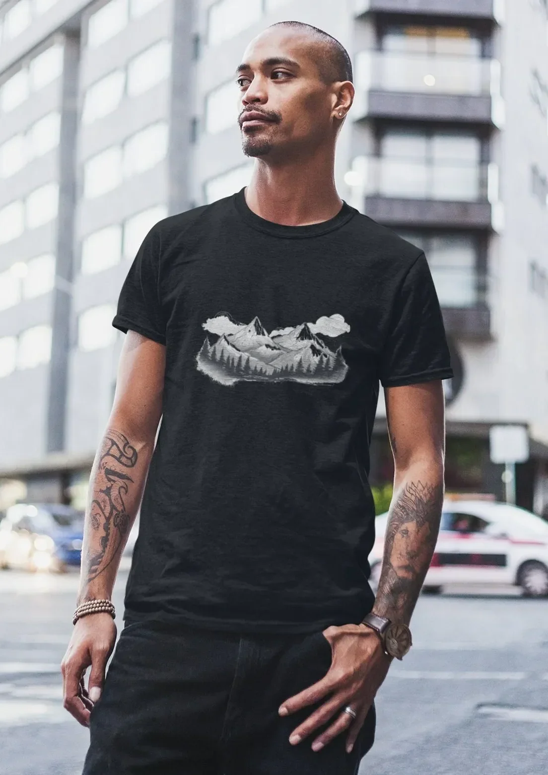 Mountain Landscape T shirt Hiking Nature Forest Adventure Camping