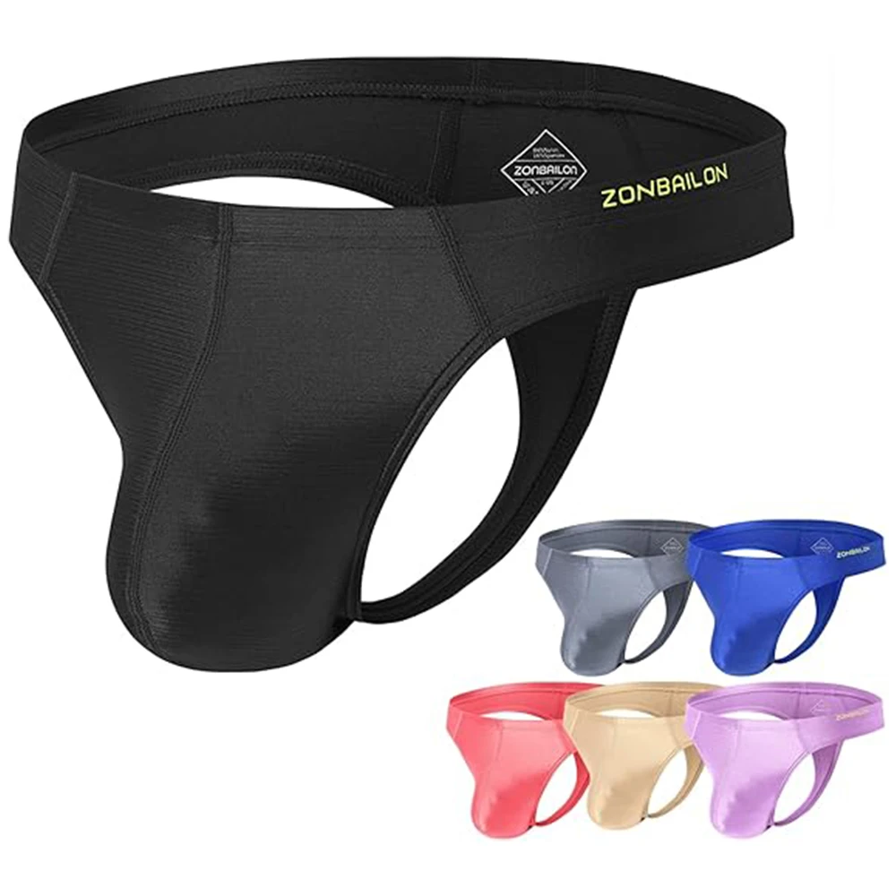 

ZONBAILON Men's Thong Underwear G-Strings Silk Bikini Underwear Pouch Athletic Panties Pack M L XL 2XL