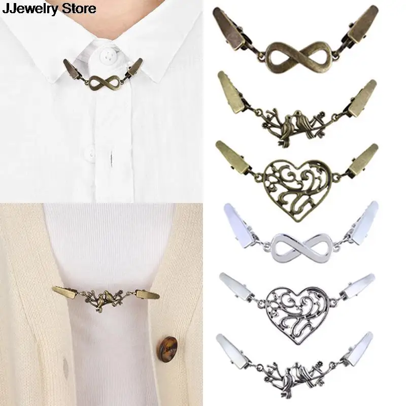 

Women Antique Heart Bird Brooch Pin Pendants Sweater Shawl Durable Casual Alloy Holder Cardigan Anti Rust Easy Use Collar Clip