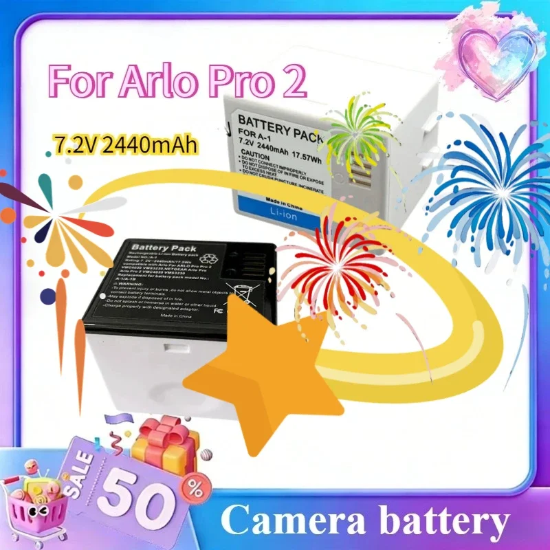 New 7.2V 2440mAh Monitoring Camera Battery for Arlo Akku A1 A-1 Battery for Arlo Pro/ Pro 2 Rechargeable Battery