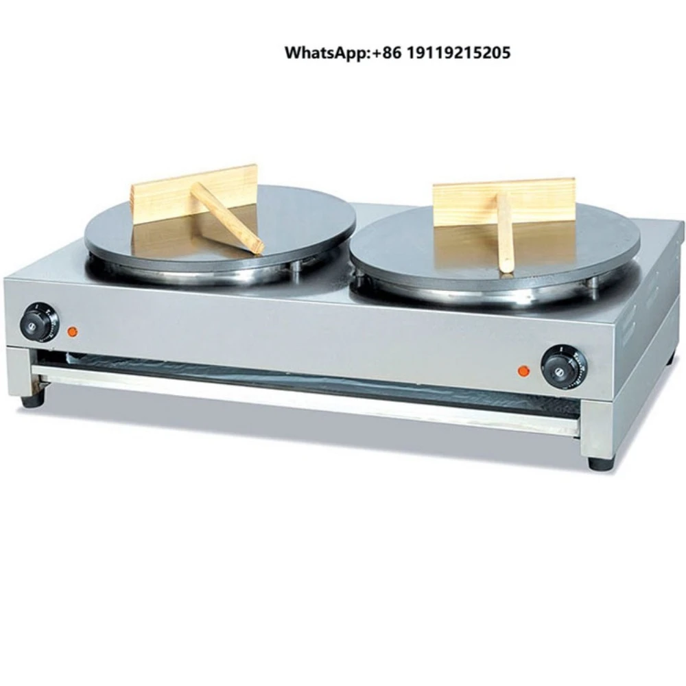 New Electric Commercial Double Head Crepe Maker with Touch Control Stainless Steel Portable 220V High Productivity CE Certified