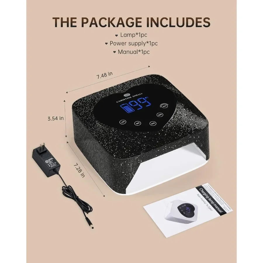 UV LED-nagellamp 72 W oplaadbare sprankelende draadloze nageldroger gellaklicht met 5 timerinstellingen Professioneel sneldrogend Curi