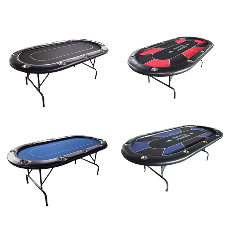 Texas Hold table for 10 people with foldable legs and customizable color size.