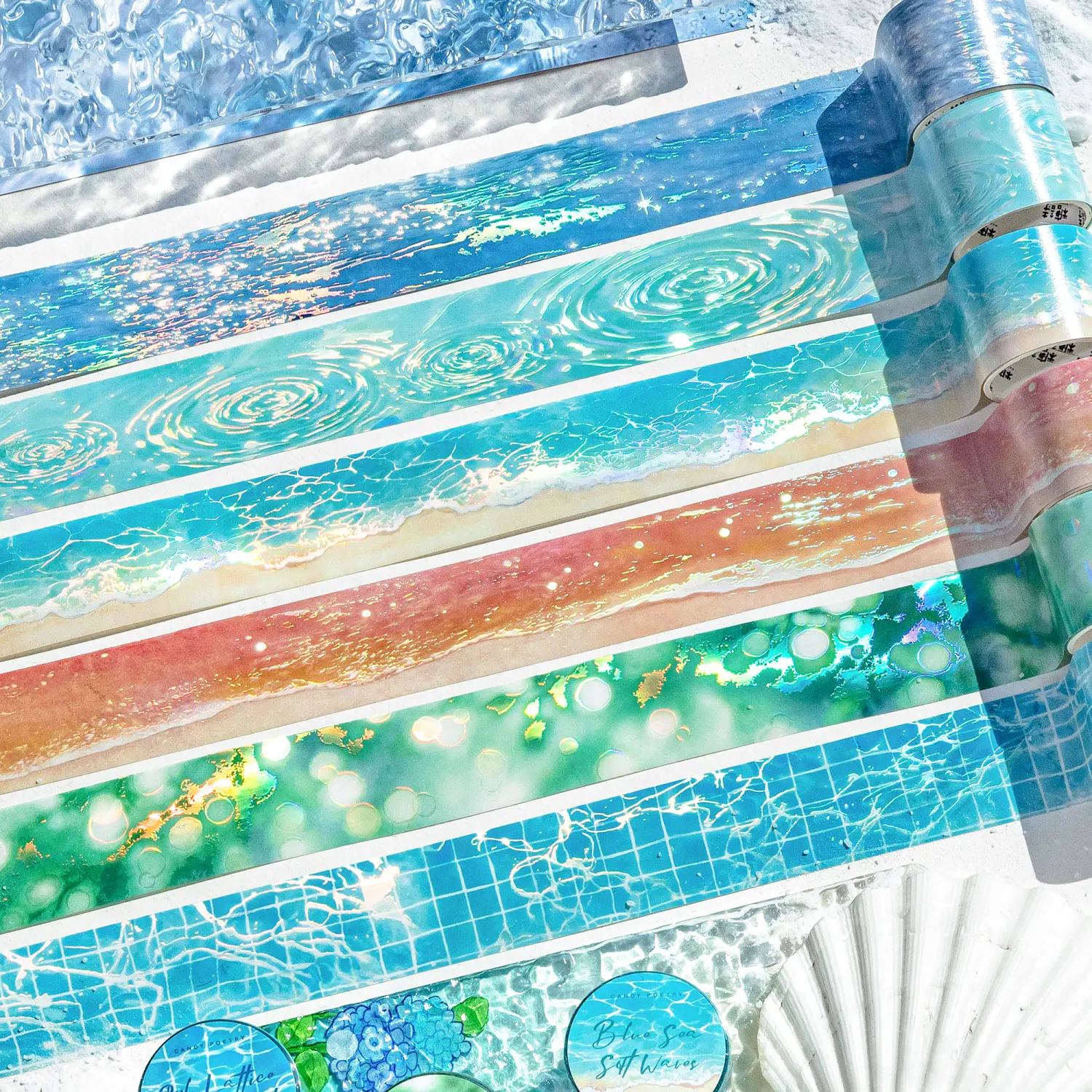 30mm * 1m Water Wave Halo Series Ins Wave Water Pattern Rainbow Craft Deco Tape DIY Scrapbook Aesthetics Stationery Supplies