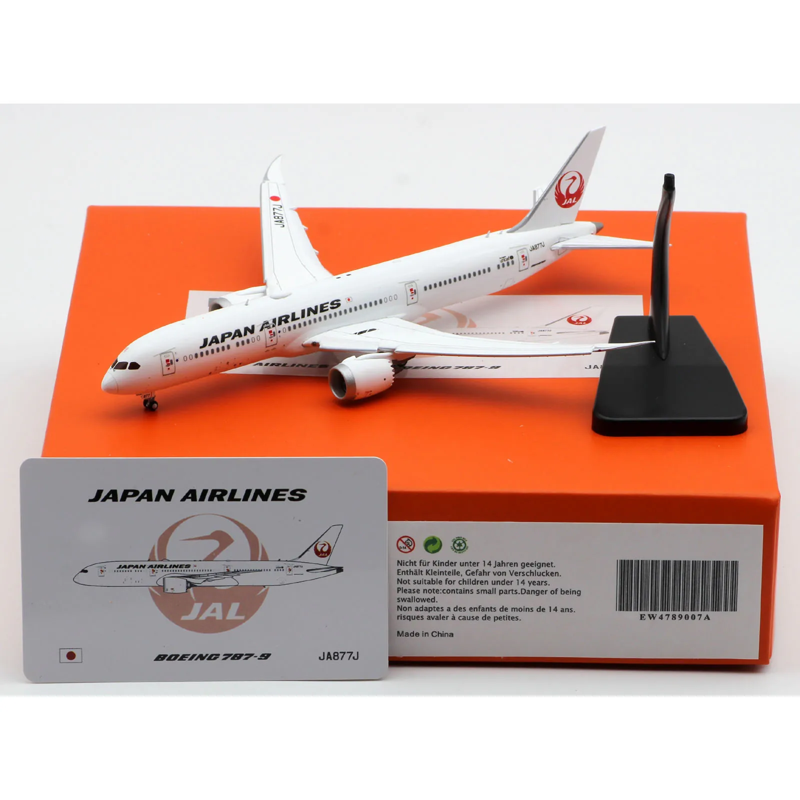 

EW4789007A Alloy Collectible Plane Gift JC Wings 1:400 Japan Airlines JAL Boeing B787-9 Diecast Aircraft Model JA877J Flaps Down