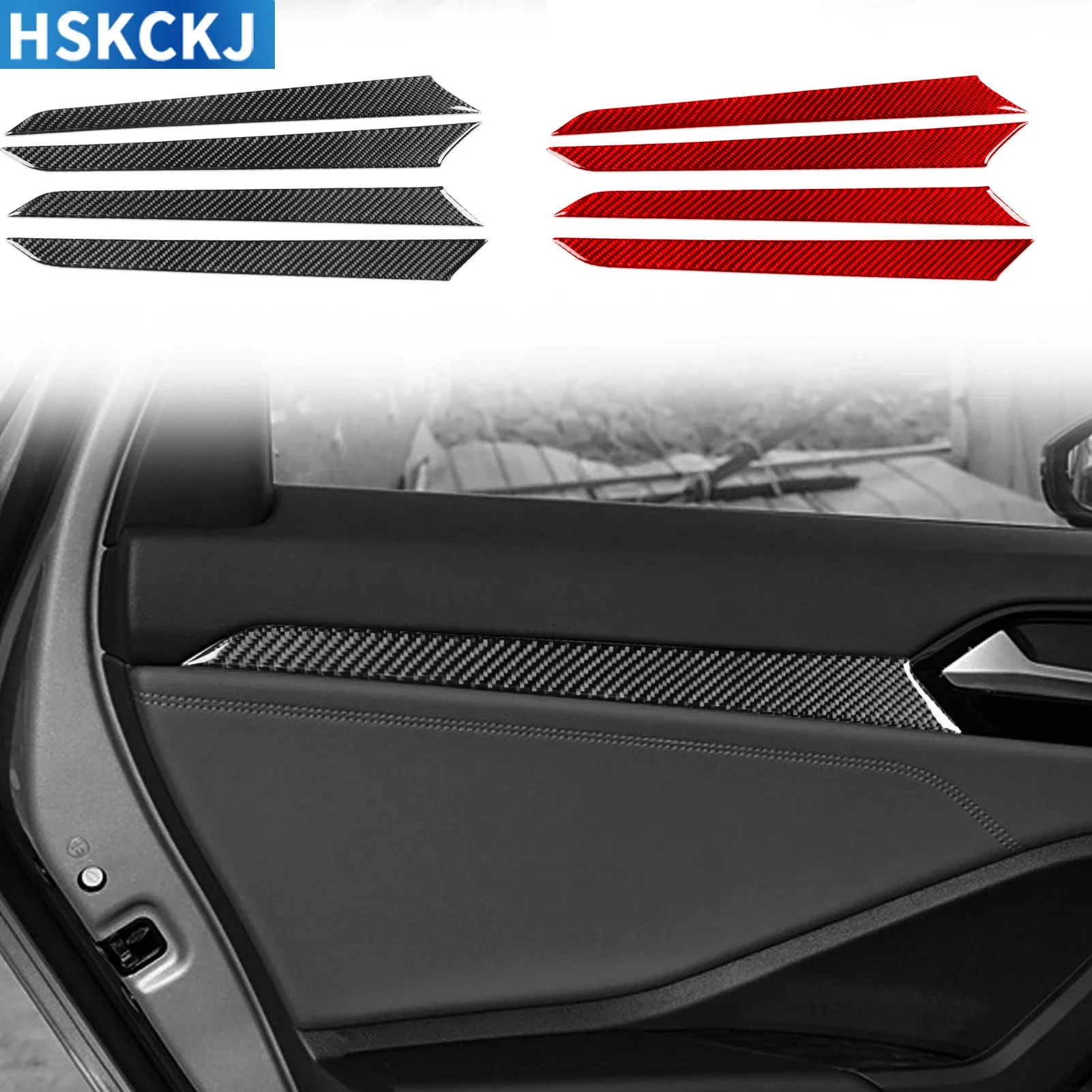 

For Volkswagen VW Sagitar 2019—2023 LHD Real Carbon Fiber Door Decorative Panel Cover Trim Sticker Interior Decal Accessories