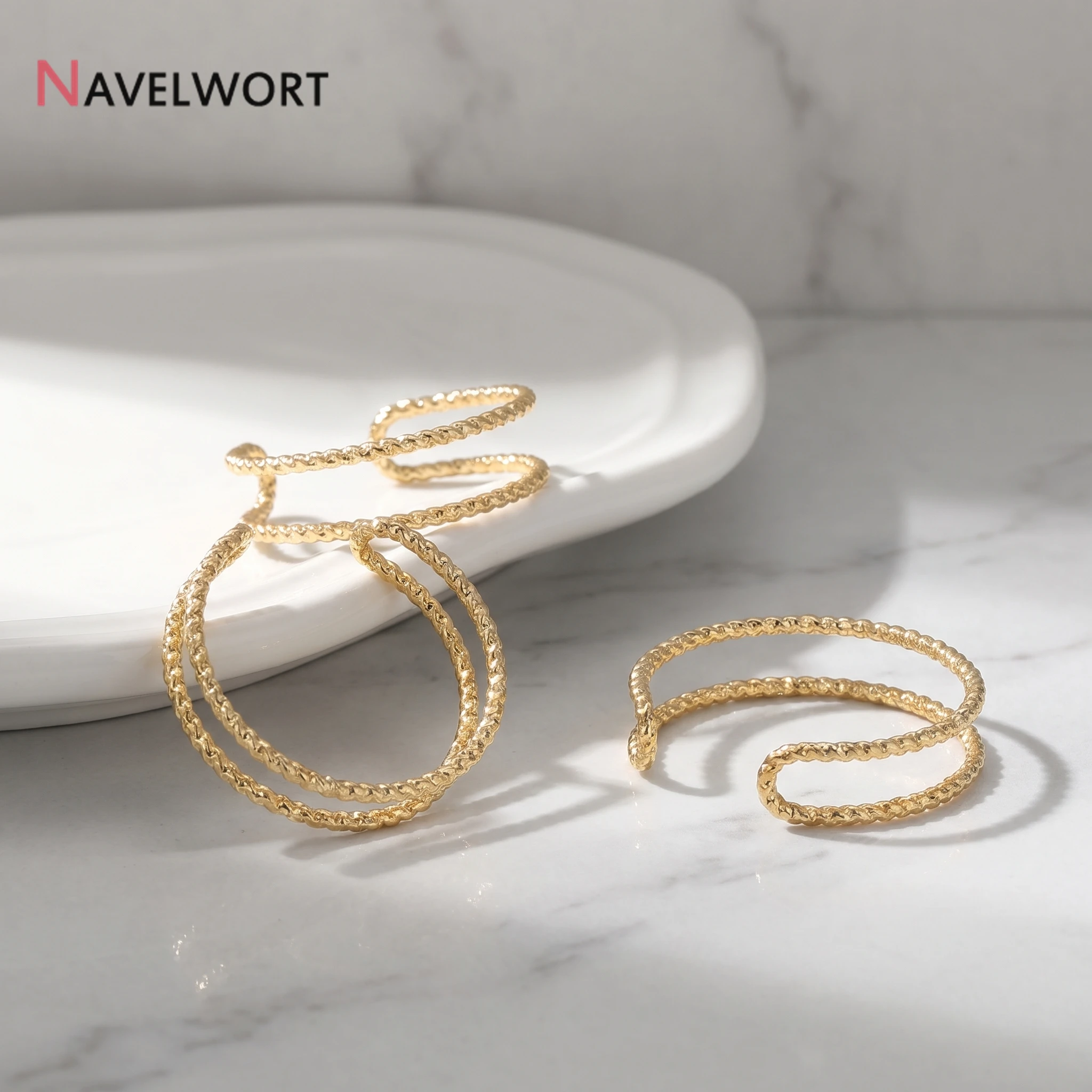 14K Gold Plated Brass Metal Hard Wire Double Twist Finger Rings,Double Twist Open Finger Ring,For Jewelry Making Accessories