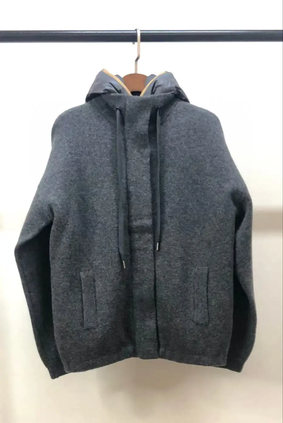 겨울 신상 후드 다운 베스트 투피스 구스다운 따뜻한 두꺼운 캐시미어 울 여성 코트